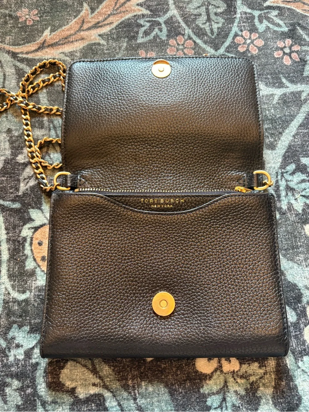 Tory Burch Black Pebbled Leather Chain Crossbody